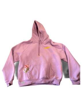 Dandy Worldwide Lavender Hoodie Sweatshirt with Floral Embroidery Medium